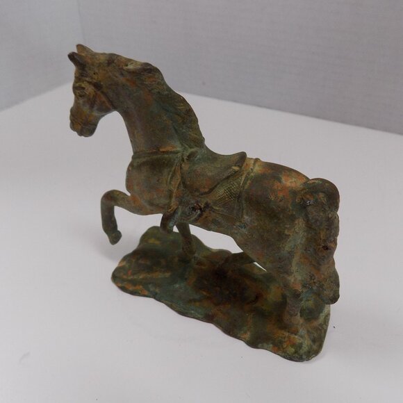 VTG CAST IRON HORSE SCULPTURE STATUE FIGURINE on Base 5x5 Solid Heavy - Picture 4 of 7